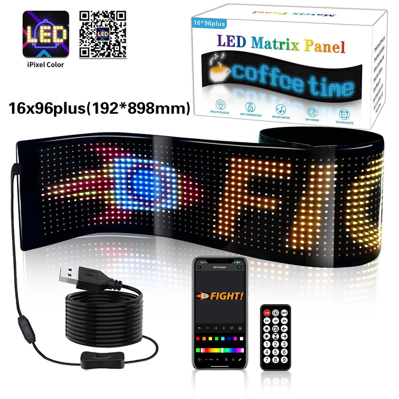 New 2 PCS 24V LED Matrix Pixel Panel DIY RGB Custom Animation Programmable Car Truck Advertising Logo Light App Control Devil