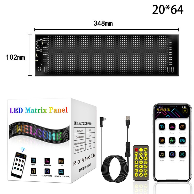 New 2 PCS 24V LED Matrix Pixel Panel DIY RGB Custom Animation Programmable Car Truck Advertising Logo Light App Control Devil