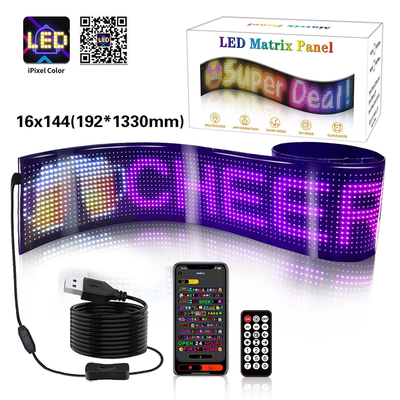 New 2 PCS 24V LED Matrix Pixel Panel DIY RGB Custom Animation Programmable Car Truck Advertising Logo Light App Control Devil