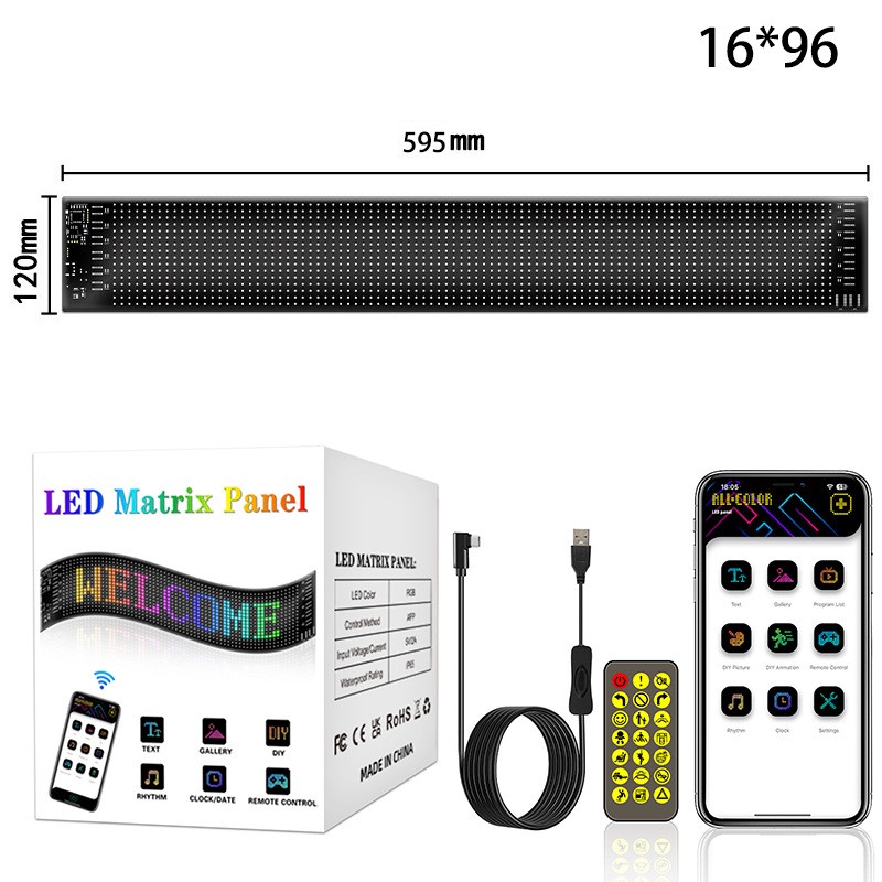 New 2 PCS 24V LED Matrix Pixel Panel DIY RGB Custom Animation Programmable Car Truck Advertising Logo Light App Control Devil