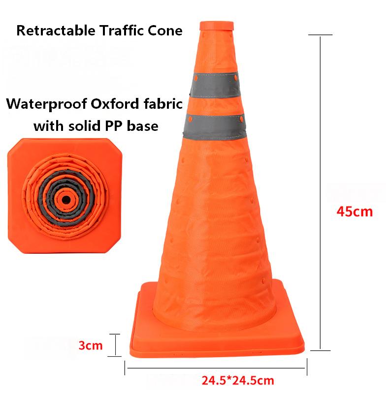 High Visibility 45cm retractable traffic cone waterproof collapsible traffic cone